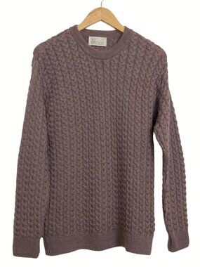 Vintage KAARI Kid Mohair Blend Cable Knit Crewneck Pullover Sweater Size M Taupe